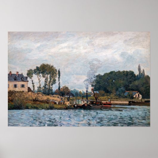 Poster Alfred Sisley - Bateaux à l'écluse à Bougival (Devant)