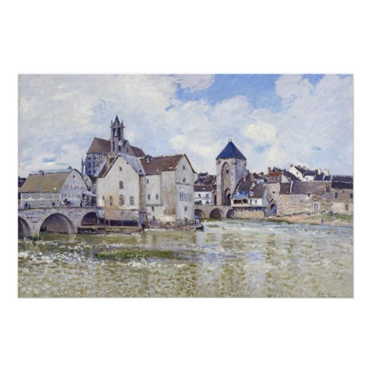 Poster Alfred Sisley Bâtiments et ponts avec l'eau (Devant)