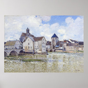 Poster Alfred Sisley Bâtiments et ponts avec l'eau