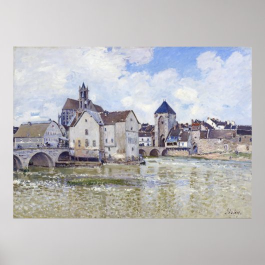 Poster Alfred Sisley Bâtiments et ponts avec l'eau (Devant)