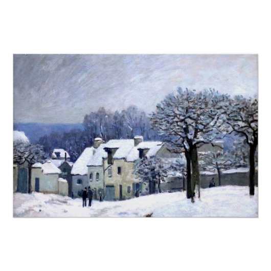 Poster Alfred Sisley Place du Chenil à Marly, neige (Devant)