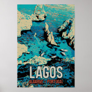 Poster Algarve Lagos côte Portugal voyage millésime