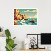 Poster Algarve, Portugal Surf Vintage (Bureau à domicile)