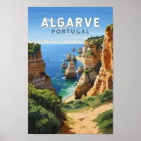 Algarve Portugal Travel Art Vintage