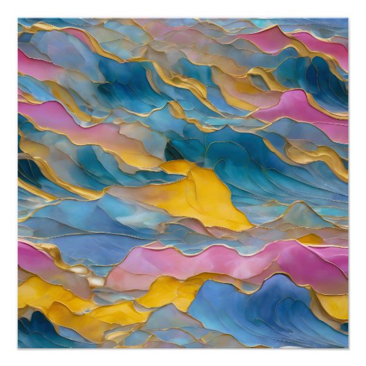 Poster "Algeciras" Vagues de sable rose bleu (Devant)
