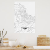 Poster Alger, Algérie (noir sur blanc) (Cuisine)