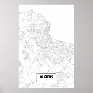 Poster Alger, Algérie (noir sur blanc)