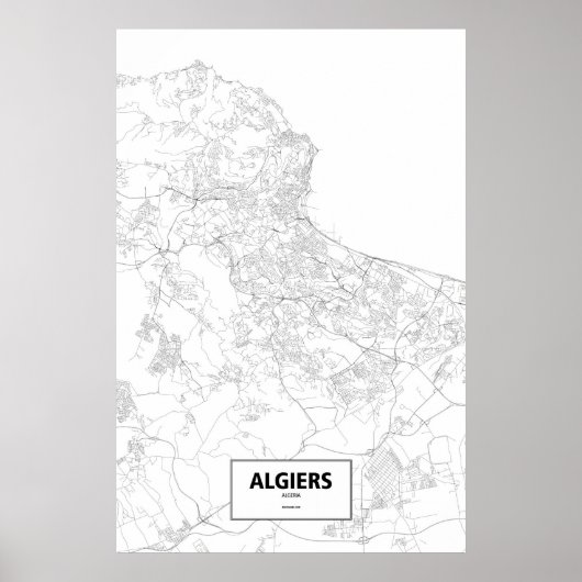 Poster Alger, Algérie (noir sur blanc) (Devant)