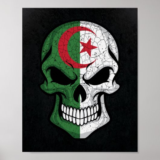 Poster Algérie Drapeau crâne souriant (Devant)