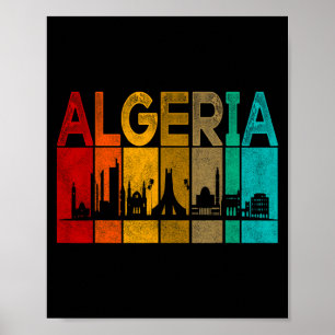 Poster Algérie Vintage J'aime l'Algérie Carte Algérie Foo