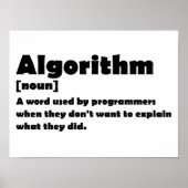 Poster Algorithme Drôle Dictionnaire Programmeur Définiti (Devant)