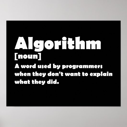 Poster Algorithme Drôle Dictionnaire Programmeur Définiti (Devant)