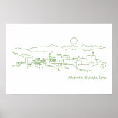 Poster Alhambra coucher de soleil (Devant)