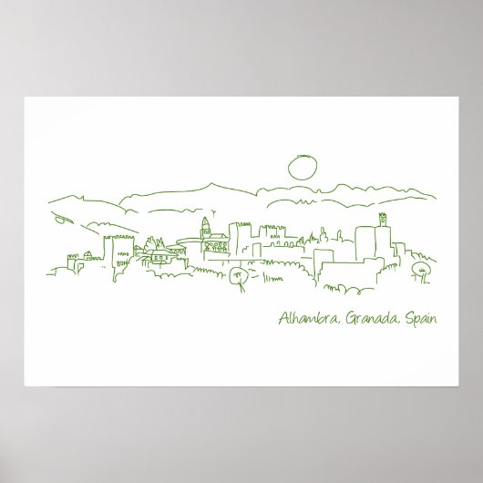 Poster Alhambra coucher de soleil (Devant)