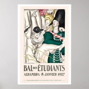 Poster Alhambra de Grenade Espagne Bal Étudiant Art Vinta