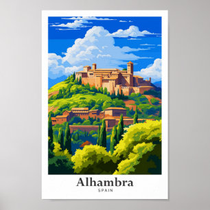 Poster Alhambra Espagne Vintage voyage d'art