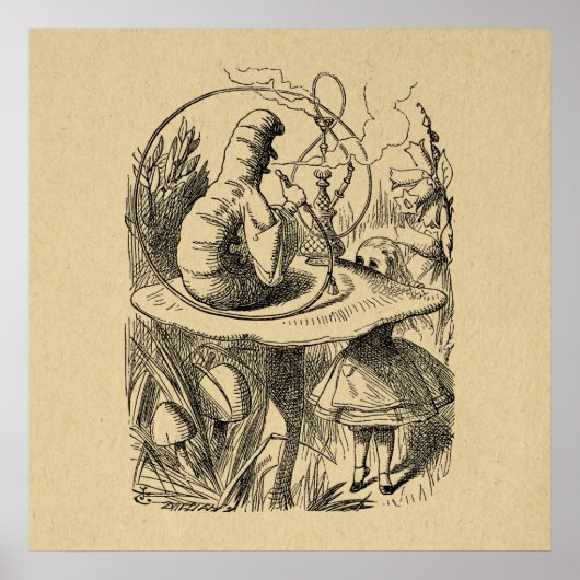 Poster Alice au pays des merveilles Alice avec la chenill (Devant)