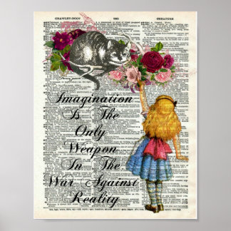 Poster Alice au pays des merveilles Cheshire Cat Dictionn