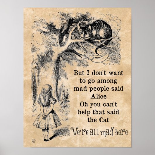 Poster Alice au pays des merveilles; Cheshire Chat avec A (Devant)