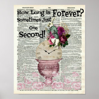 Poster Alice au pays des merveilles Dictionnaire lapin bl