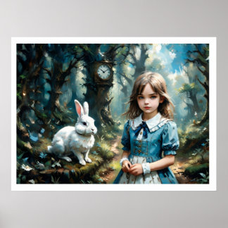 Poster Alice au pays des merveilles et le lapin blanc