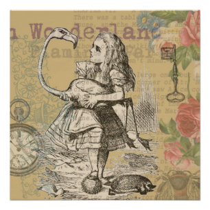 Poster Alice au pays des merveilles Flamant rose classiqu