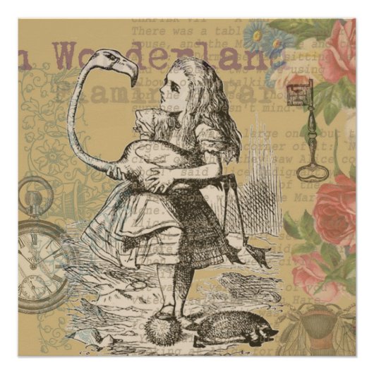 Poster Alice au pays des merveilles Flamant rose classiqu (Devant)