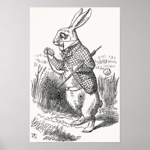 Poster Alice au pays des merveilles, le lapin blanc regar