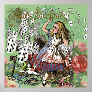 Poster alice cartes pays des merveilles