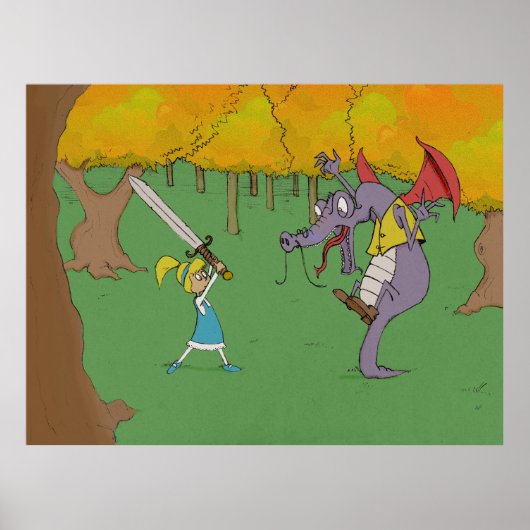 Poster Alice combattant le Jabberwocky (Devant)