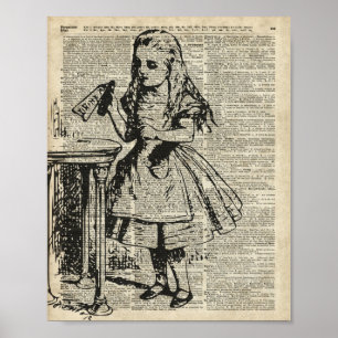 Poster Alice dans le pochoir vintage du pays des