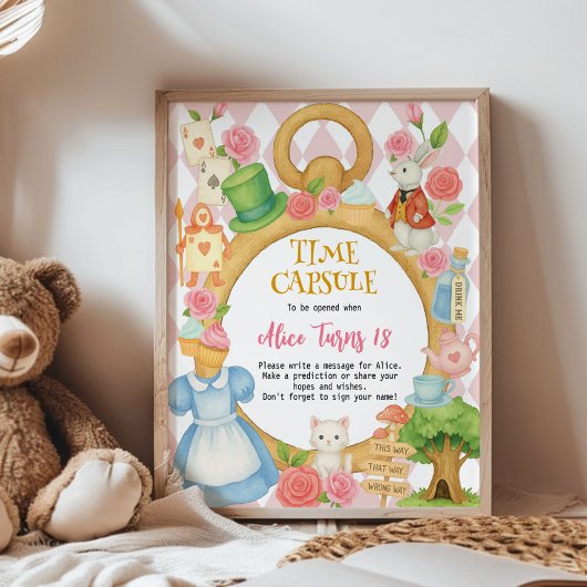 Poster Alice dans l'Onederland Anniversaire Fête Heure Ca