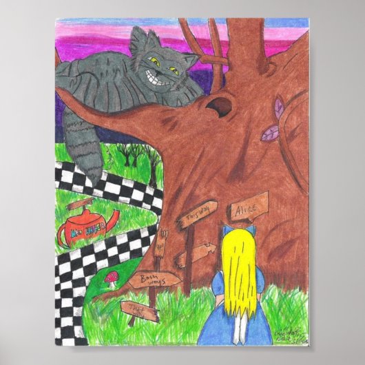 Poster Alice et l'affiche du chat chesire (Devant)