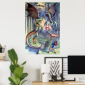 Poster Alice et l'affiche en couleur complète Jabberwocky (Bureau à domicile)