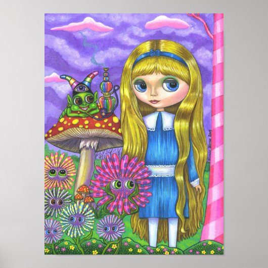Poster Alice et le Caterpillar Cute Doll Mushroom (Devant)