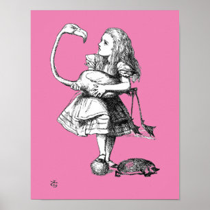 Poster Alice et le Flamant rose ( bkgrd rose )