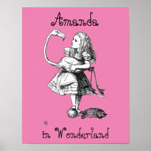 Poster Alice et le Flamant rose ( bkgrd rose )