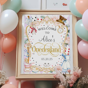 Poster Alice in Onederland, 1st birthday welcome sign