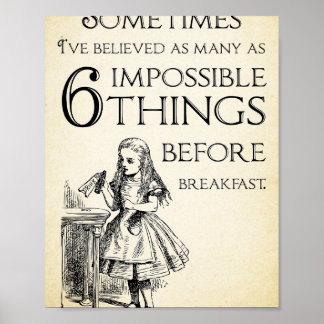 Poster Alice in Wonderland Quote - Six Impossible Things 
