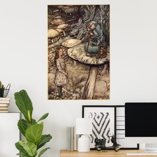 Poster Alice & la chenille par Arthur Rackham (Bureau à domicile)