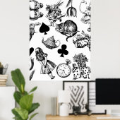 Poster Alice Lapin Blanc Wonderland Classique (Bureau à domicile)