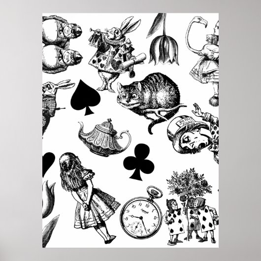 Poster Alice Lapin Blanc Wonderland Classique (Devant)