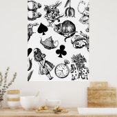Poster Alice Lapin Blanc Wonderland Classique (Cuisine)