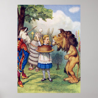 Poster Alice, Le Lion et l'Unicorne au Wonderaland