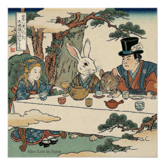 Poster Alice Lost in Japan | Ukiyo-e Mad Tea Party