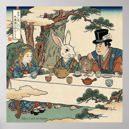 Poster Alice Lost in Japan | Ukiyo-e Mad Tea Party (Devant)