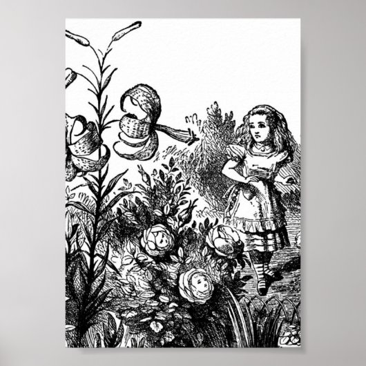 Poster Alice parle avec des fleurs de jardin (Devant)