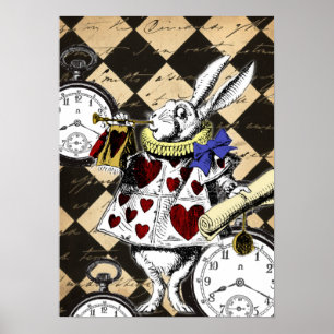 Poster Alice Rabbit blanc au pays des merveilles Imprimer