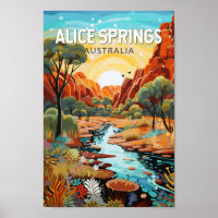 Alice Springs Australie Travel Art Vintage