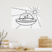 Poster Alien amical dans une soucoupe volante (Cuisine)